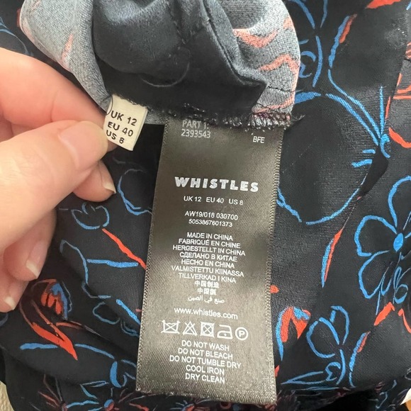 Whistles Outline Floral Jumpsuit Blue Red Button Front Tie Waist Size US 8 - Picture 11 of 11